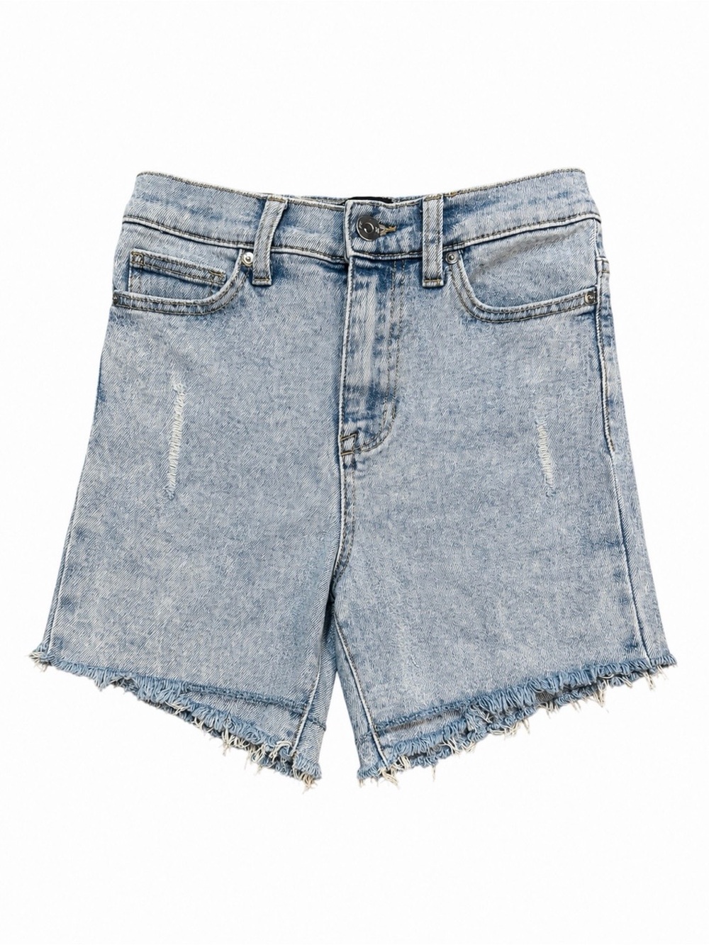 Kendall + Kylie The Icon Denim Shorts 0/24 Acid Wash High Rise Raw Hem
